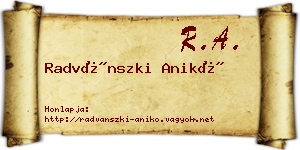 Radvánszki Anikó névjegykártya