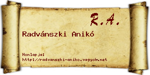 Radvánszki Anikó névjegykártya